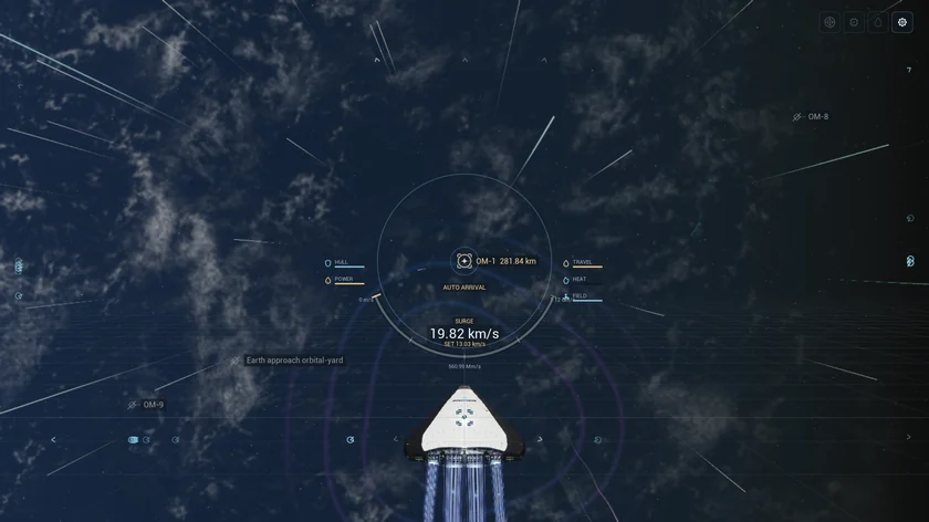 Flying a ship toward Earth's orbital yard at Surge speed