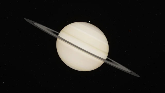 Saturn and its rings rendered at true scale