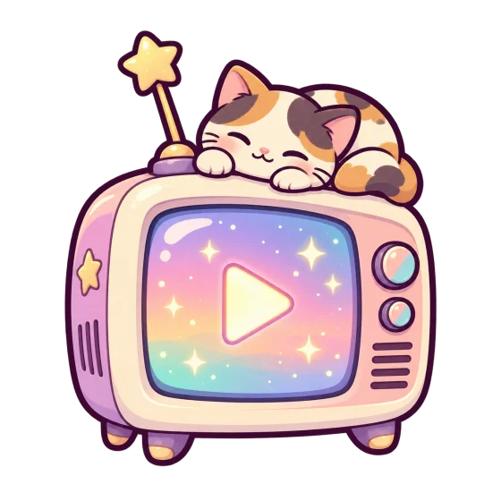 A calico cat naps on top of a pastel retro television